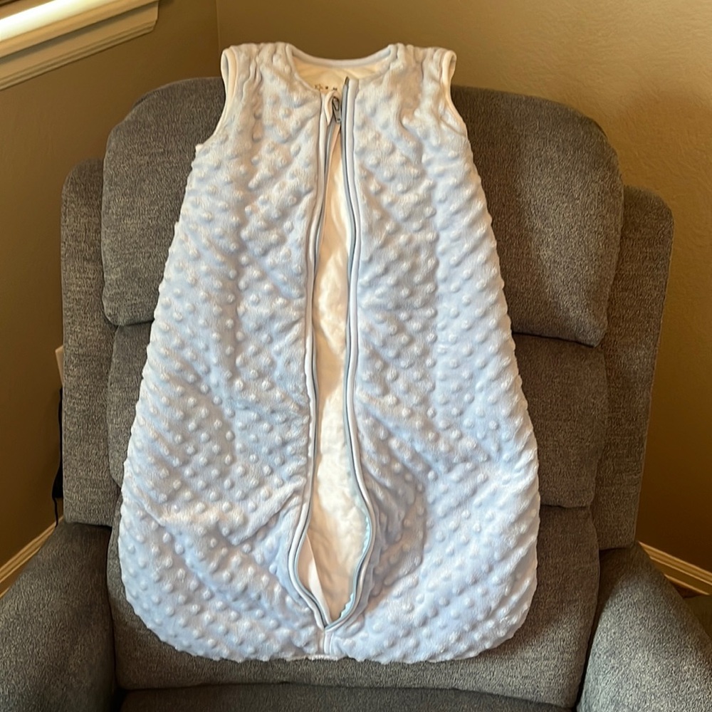 Babyinabag blue soft sleep sack zip up warm and cozy SMALL
